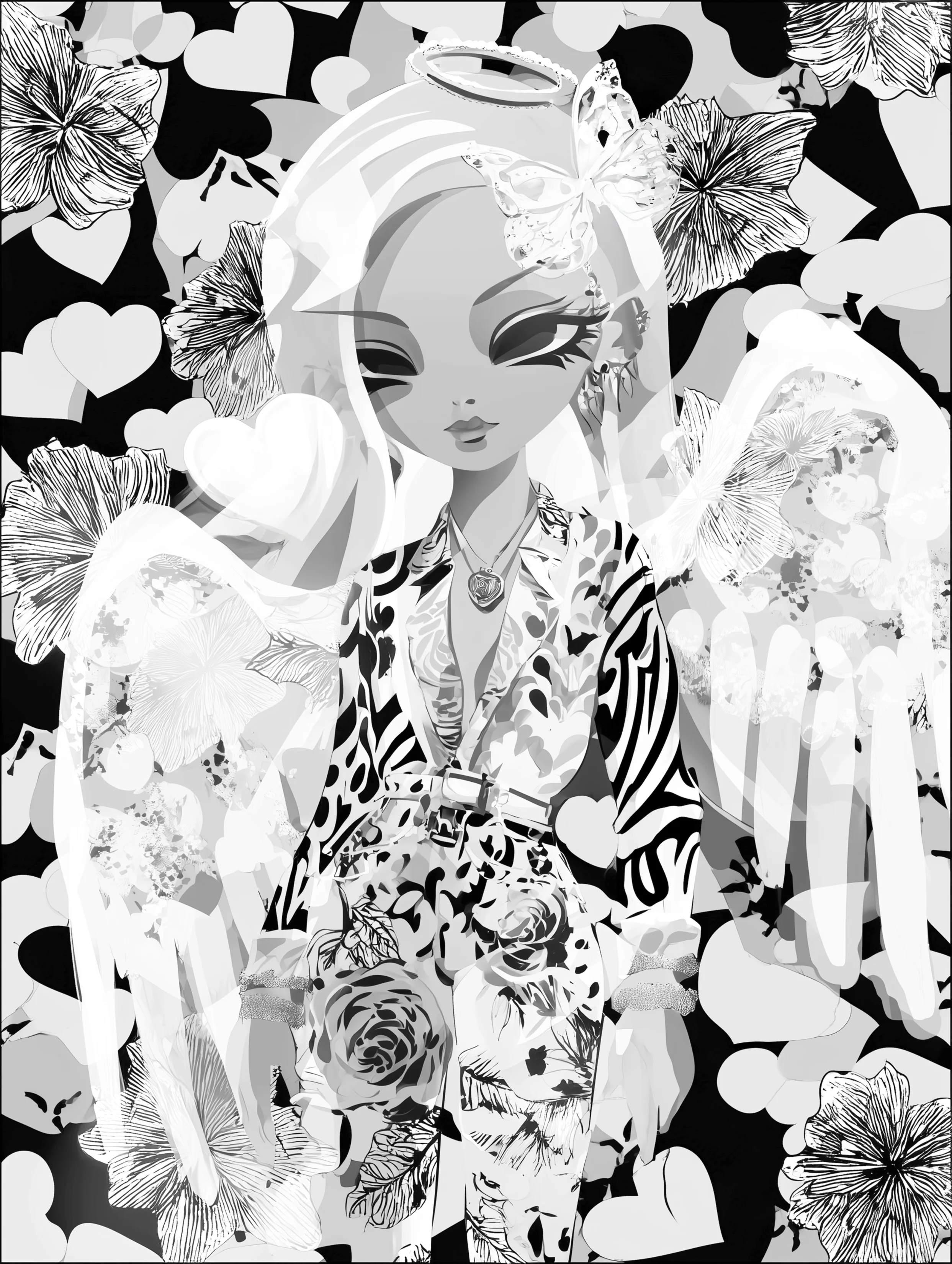 Free printable angel coloring page for adults featuring an angel with wings and halo